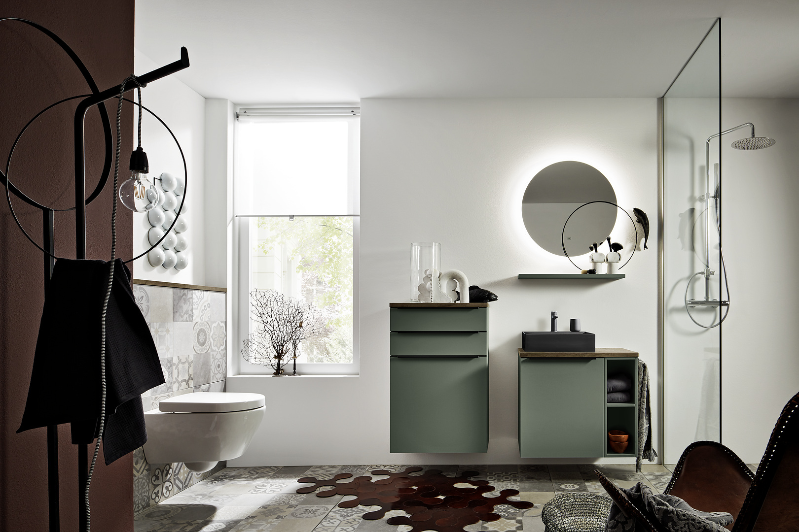 Baño moderno tonos verdes